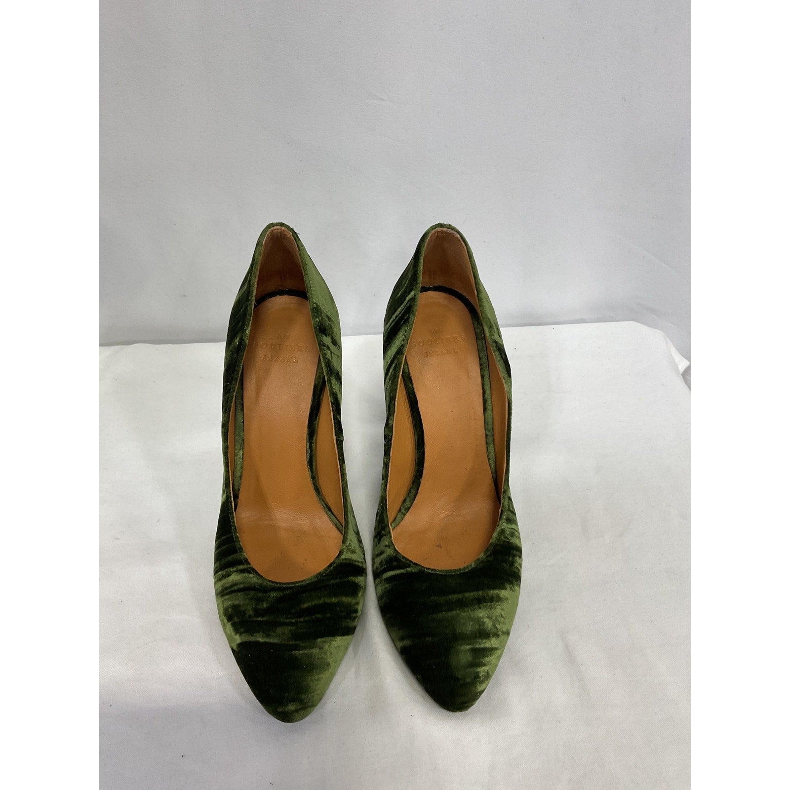S�zane High Green Leather  Magda Court Shoe Size 6
