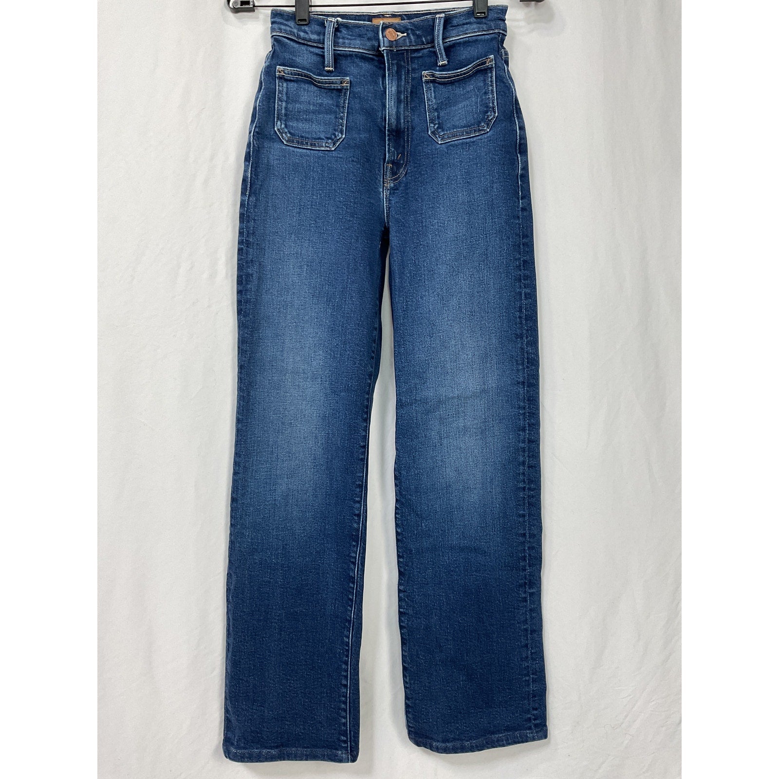 Mother Patch Pocket 'Rambler' Blue Cotton Zip Sneak Jeans Size 24