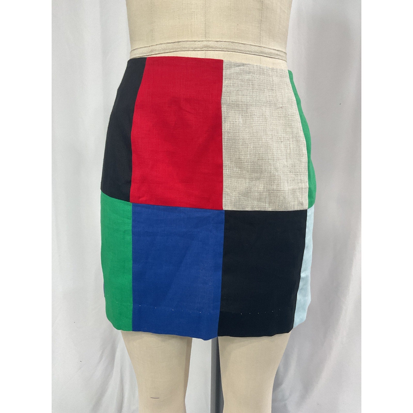 Matthew Bruch 'Patchwork' Blue Mini Skirt Size 4