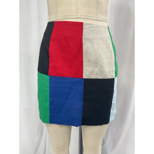 Matthew Bruch 'Patchwork' Blue Mini Skirt Size 4
