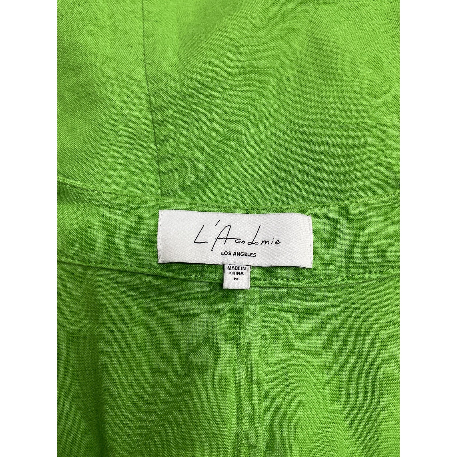 L'Academie 'The Janeiro' Green Linen Mini Dress Size M