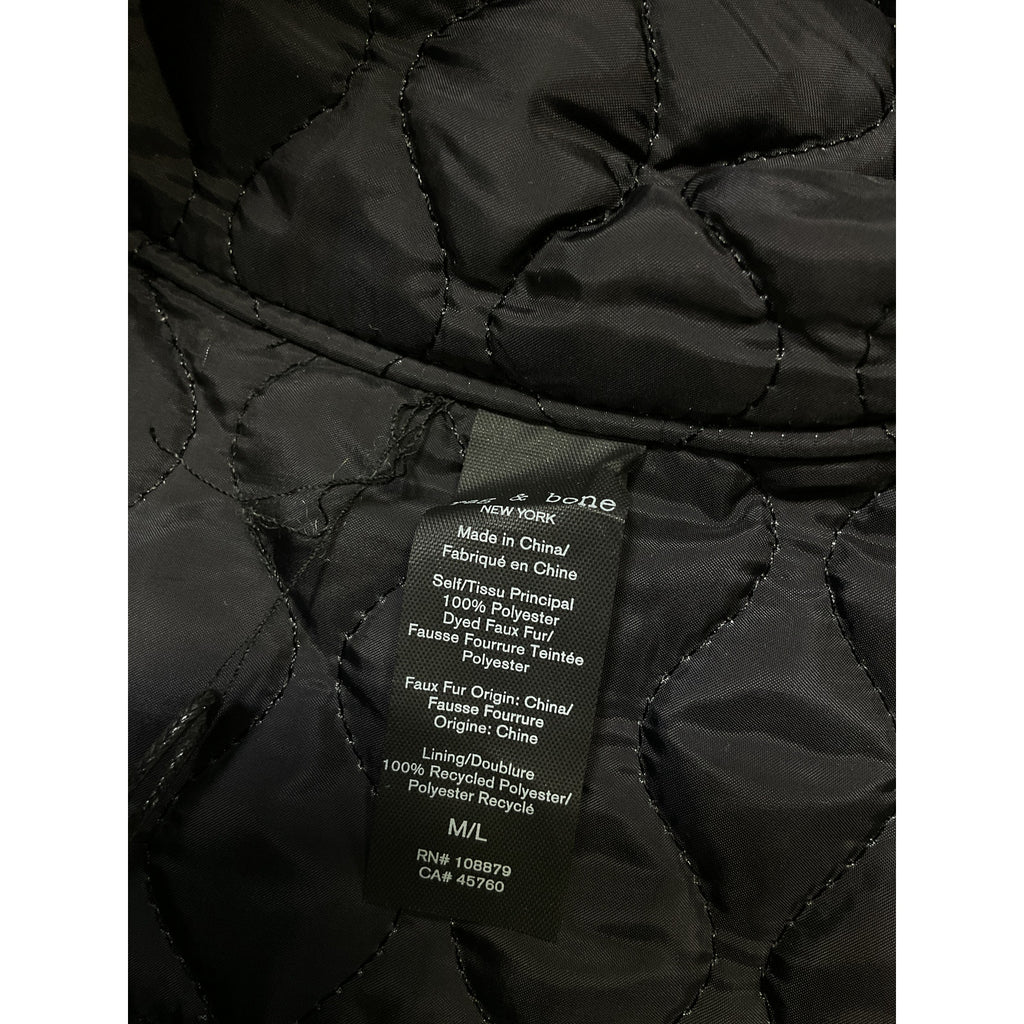 Rag & Bone 'Addison' Black Faux Fur Reversible Bucket Hat Size M - NWT