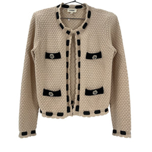 L'agence Textured Beige Astor Cardigan Size S