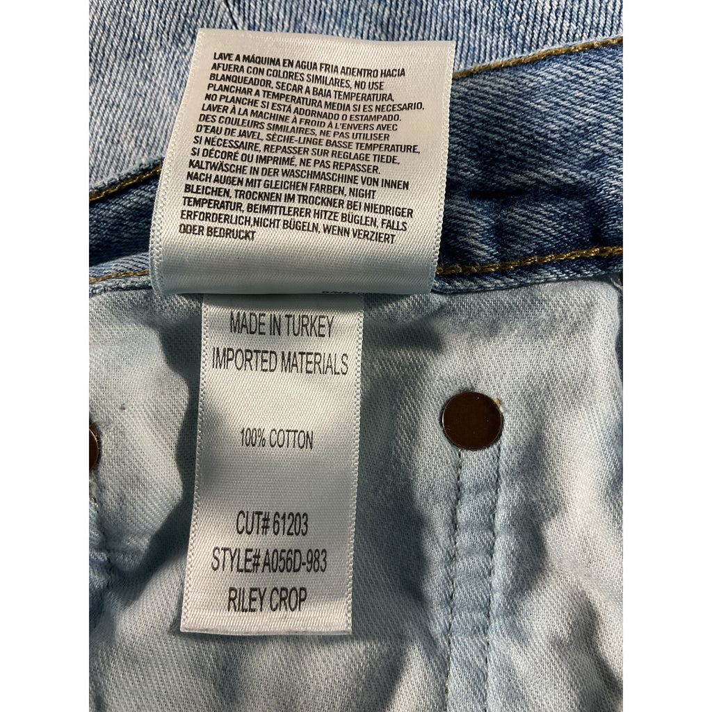 Agolde 'Riley' Blue High Rise Straight Crop Denim Jean Size 24