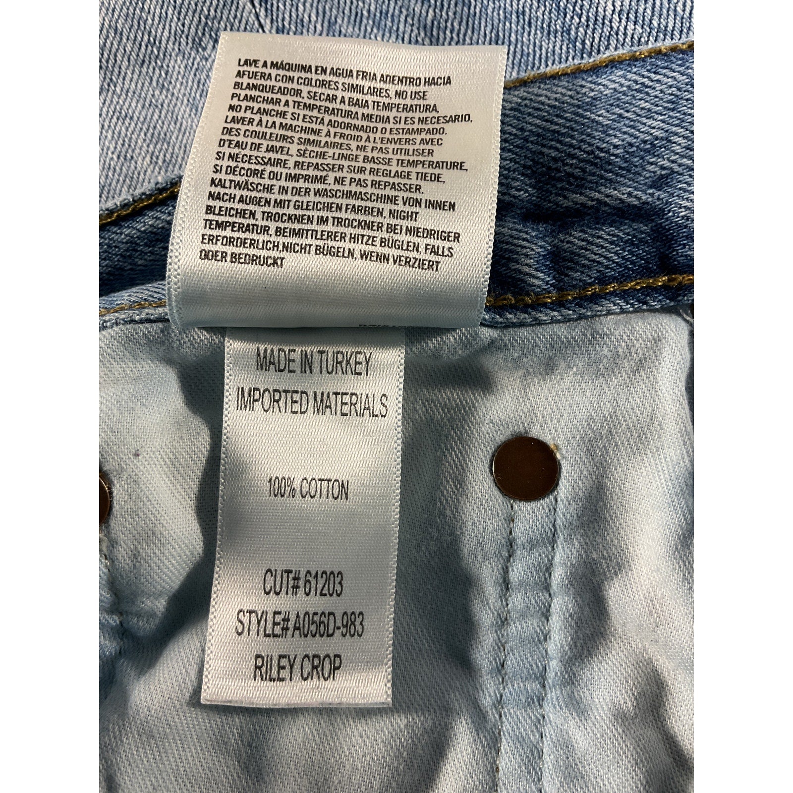 Agolde 'Riley' Blue High Rise Straight Crop Denim Jean Size 24