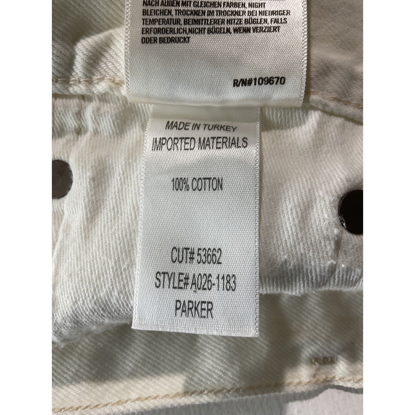 Agolde 'Parker' White Cotton Short Size 30