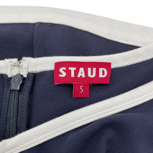 Staud Fitted Navy And White Gabriel Dress Size S