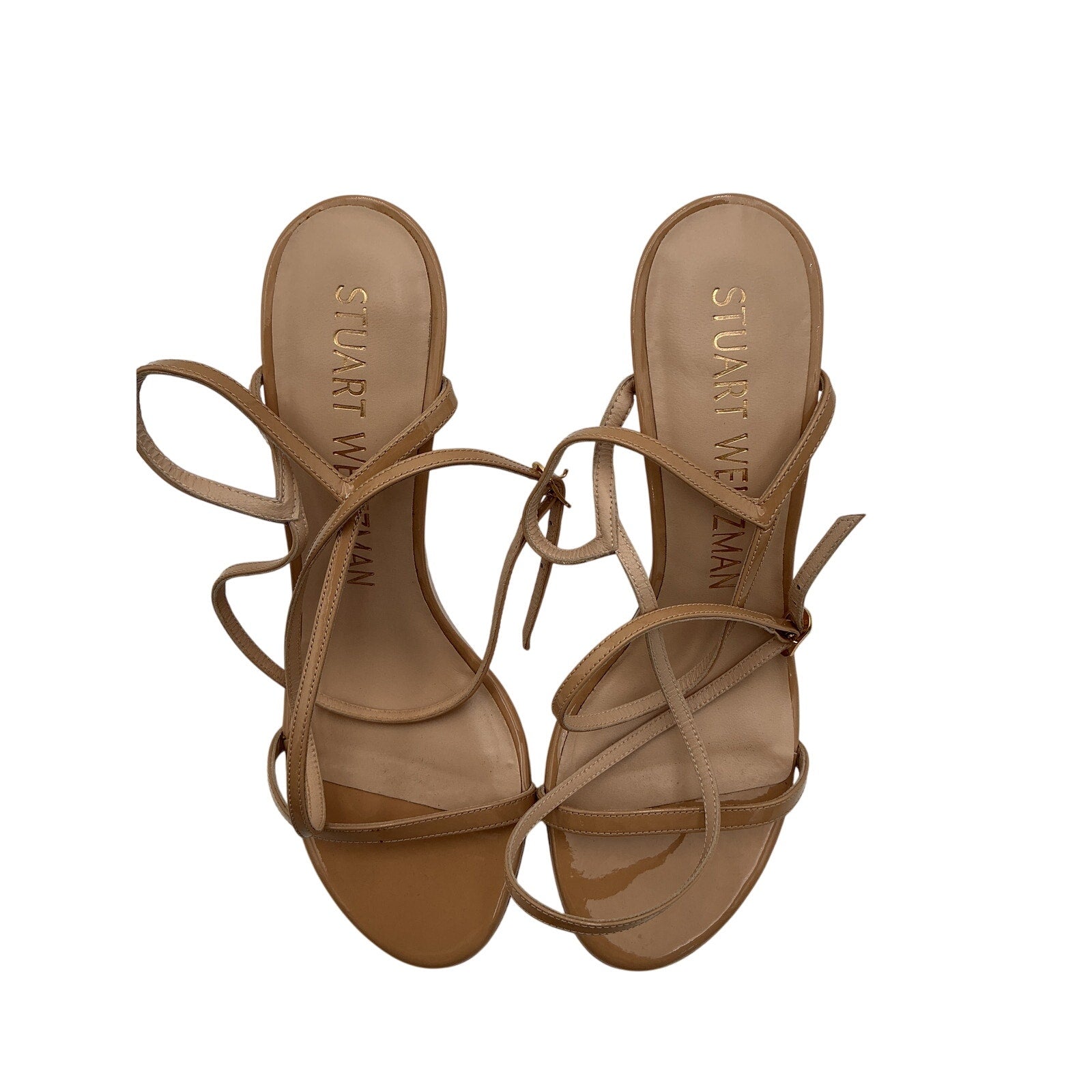Stuart Weitzman 'Merinda' Tan Leather Heeled Sandals Size 7.5
