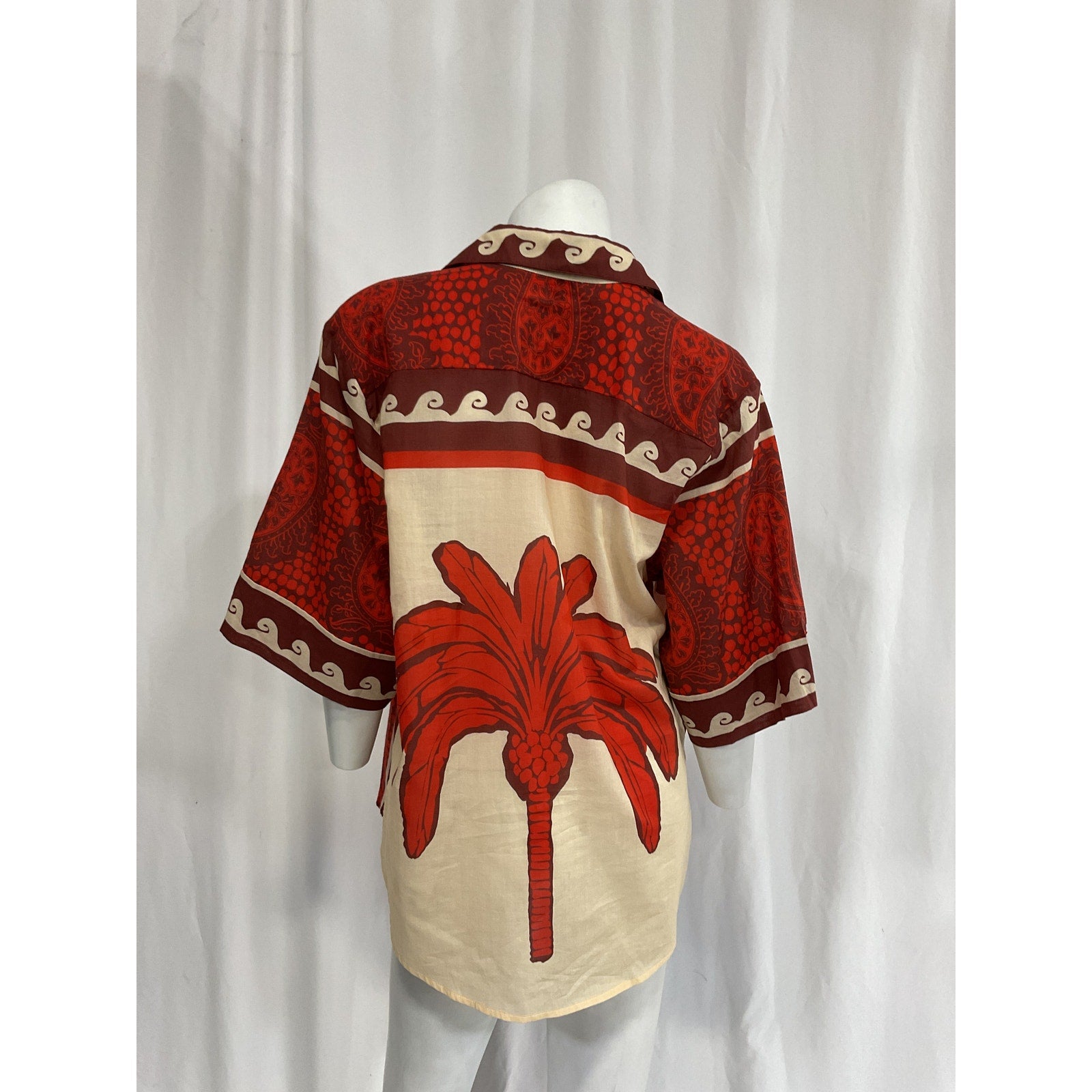 Johanna Ortiz 'Paisley Situation' Red Short Sleeve Shirt Size 4