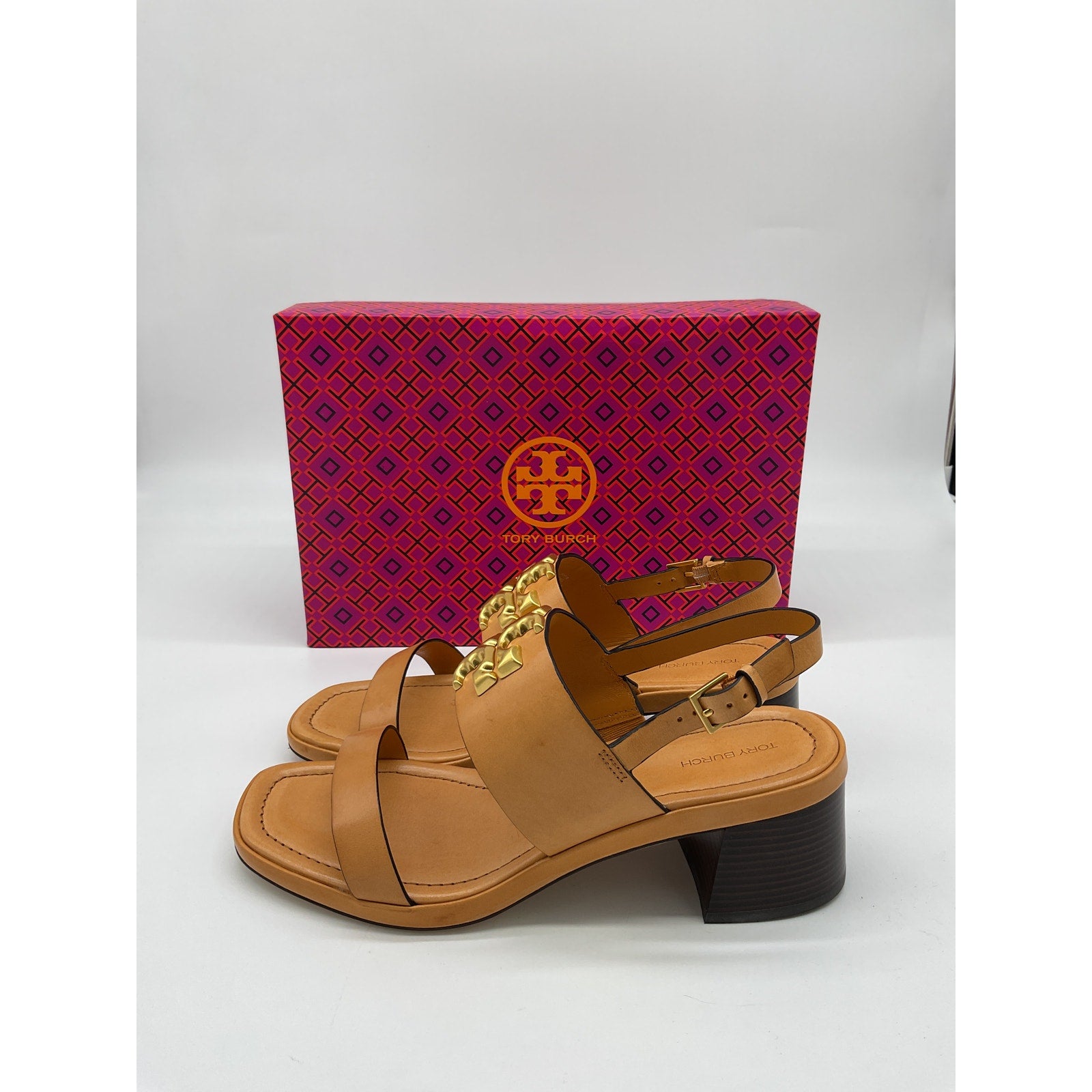 Tory Burch 'Eleanor' Brown Leather Slingback Sandal Size 9.5 M - NWT