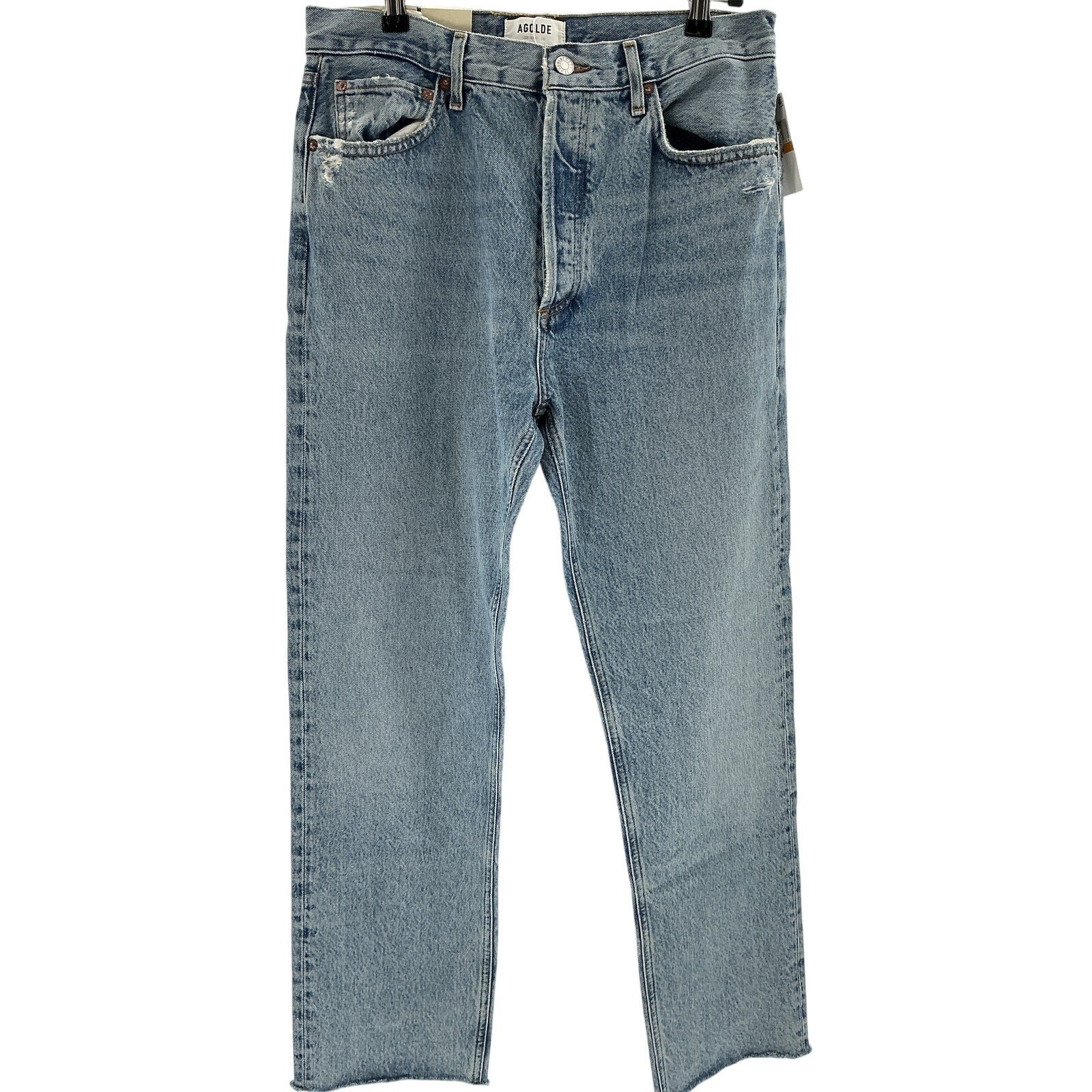Agolde 90'S Blue Cotton Pinch Waist High Rise Cropped Straight Denim Jeans  Size 29