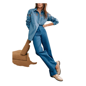 Sézane Tailored Blue Martin Trousers Size 34