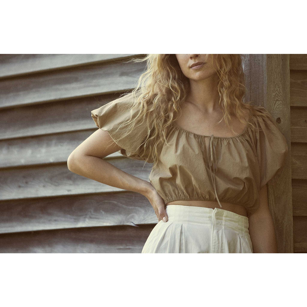 D�en 'Topaz' Tan Cotton Top Size S - NWT