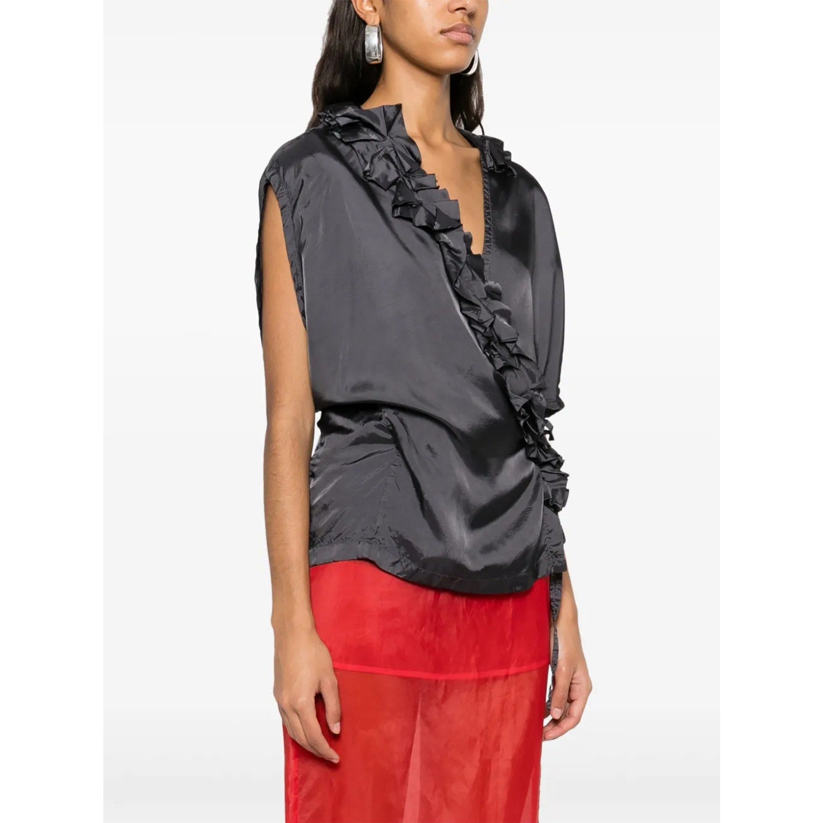 Dries Van Noten 'Clematis' Black Silk Blouse Size 2 - NWT
