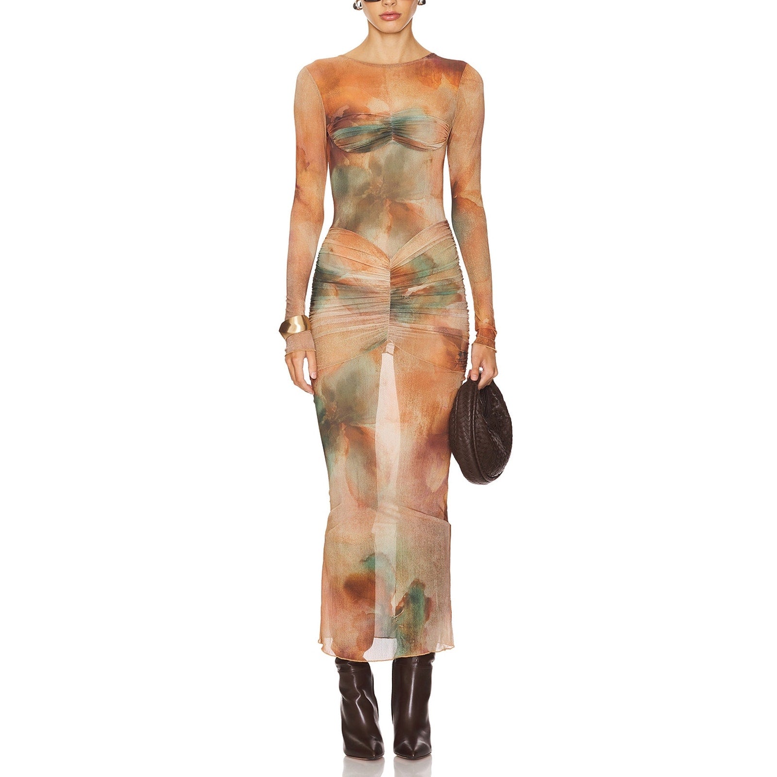Camila Coelho 'Josephine' Green Maxi Mesh Dress Size M