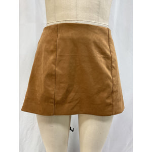 Tularosa 'Ginny' Brown Faux Suede Leather Mini Skirt Size M
