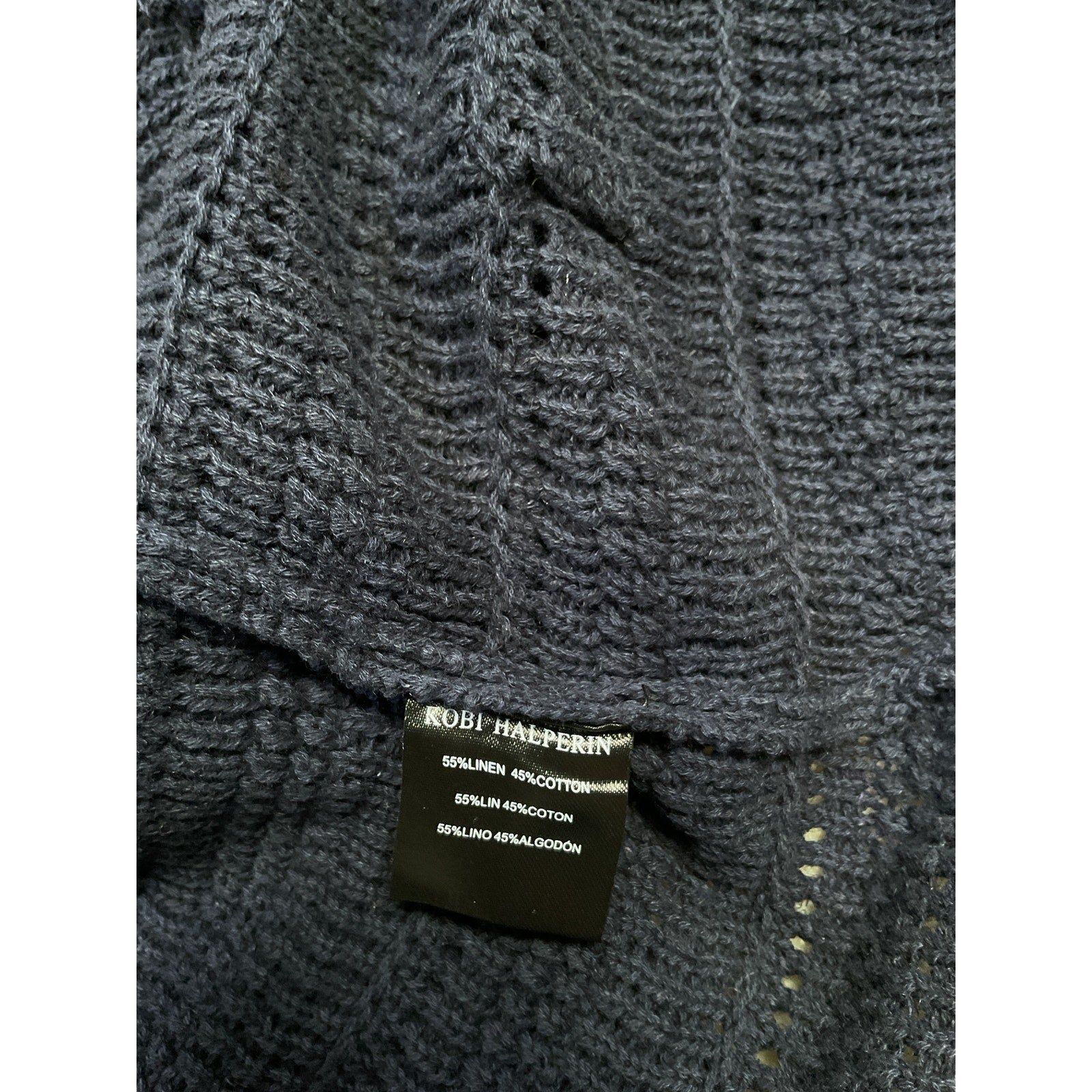 Kobi Halperin 'Taza' Blue Linen Crewneck Cardigan Sweater Size L - NWT