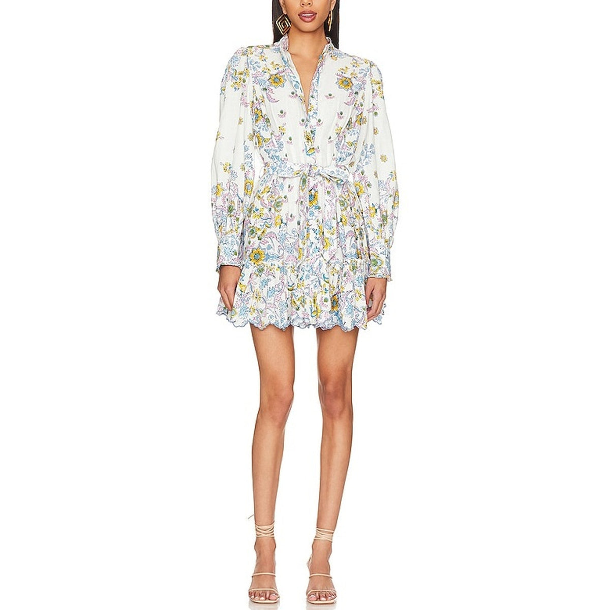 Hemant And Nandita Floral White Shirt Dress Size M