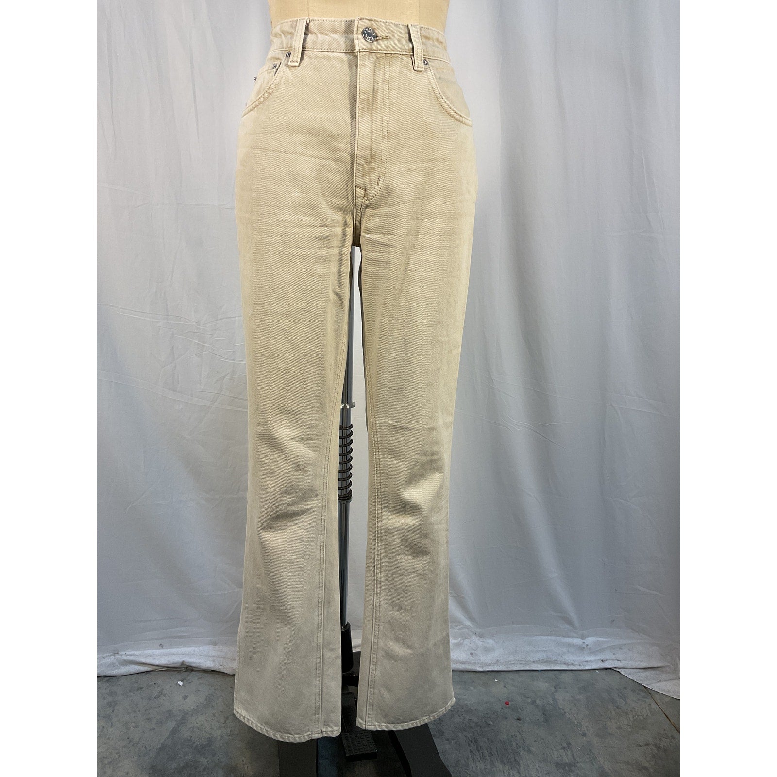 Grlfrnd Harlow High Rise White Cotton Boot With Slit Size 26