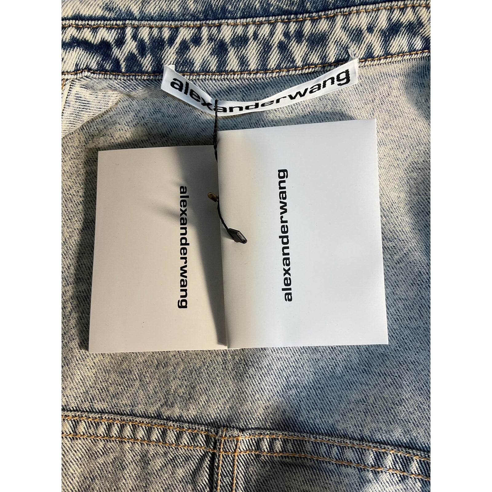 Alexander Wang 'Crystal' Blue Denim Stripe Oversized Crystal Embellished Shirt Size S - NWT