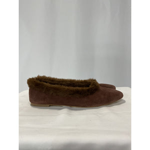 Staud 'Alba' Brown Suede Faux Fur Trim Ballet Flats Size 11