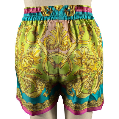 Versace Silk Multicolor Barocco Goddess Shorts 36 IT / 0 US