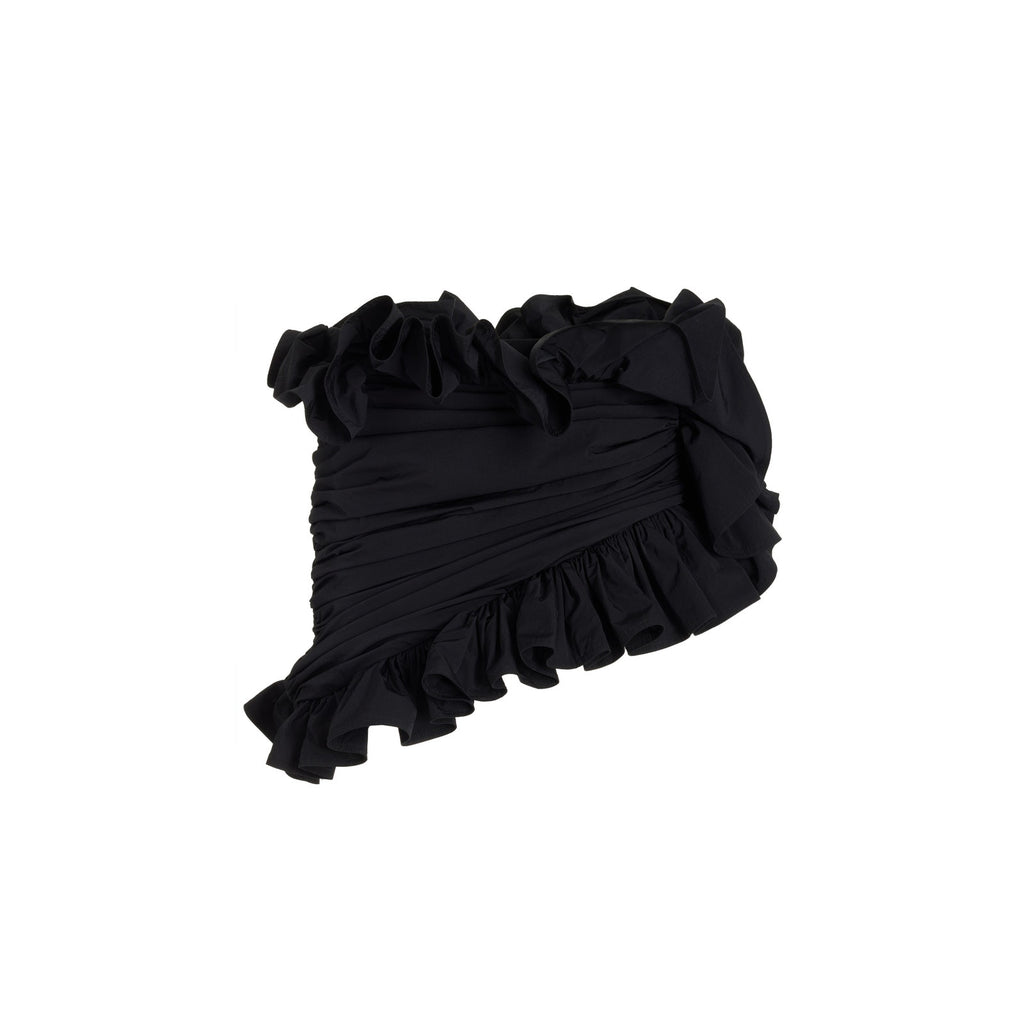 Area 'Ruffled' Black Nylon Mini Skirt Size 2