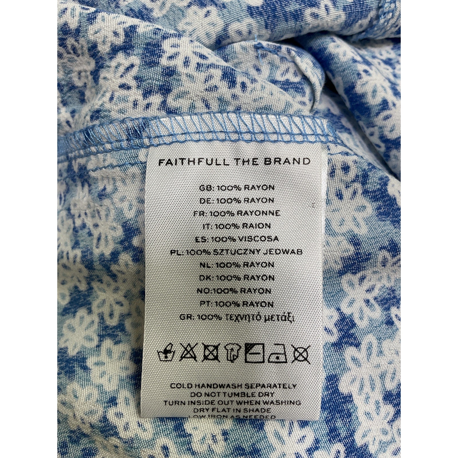 Faithfull The Brand 'Audrina' Blue Rayon Mini Dress Size XS