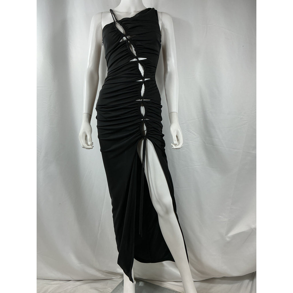 Nicholas 'Prisha' Black Polyester One Shoulder Gown Size 0