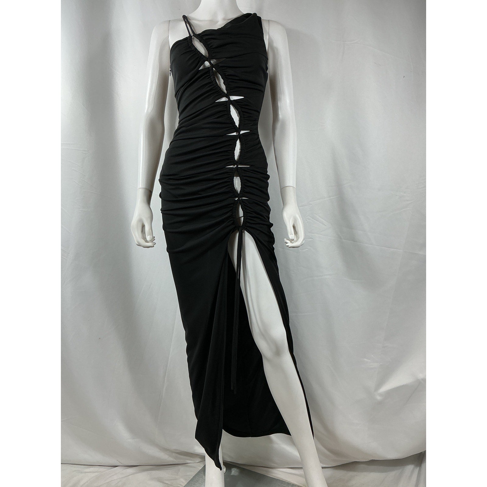 Nicholas 'Prisha' Black Polyester One Shoulder Gown Size 0