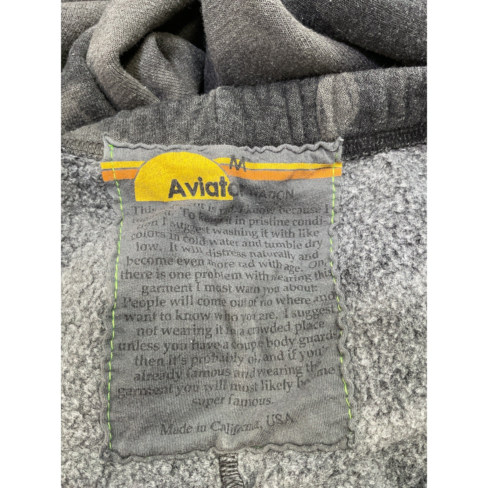 Aviator Nation 'Hand Dyed' Grey Polyester Sweatpants Size M