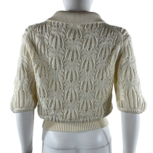 Helmut Lang Open Knit Ivory Taylor Crop Sweater Size M