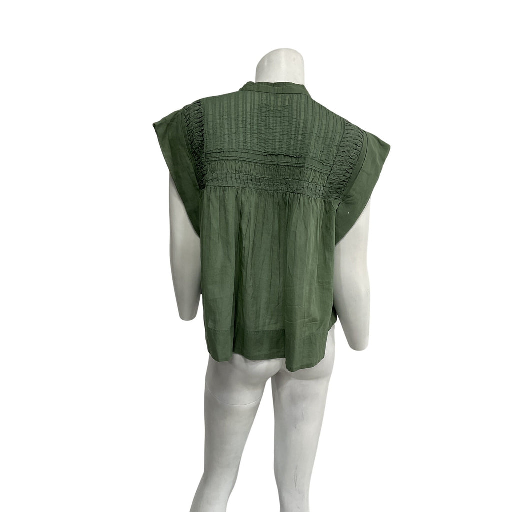 Isabel Marant Étoile 'Lapao' Green Cotton Voile Top Size 4