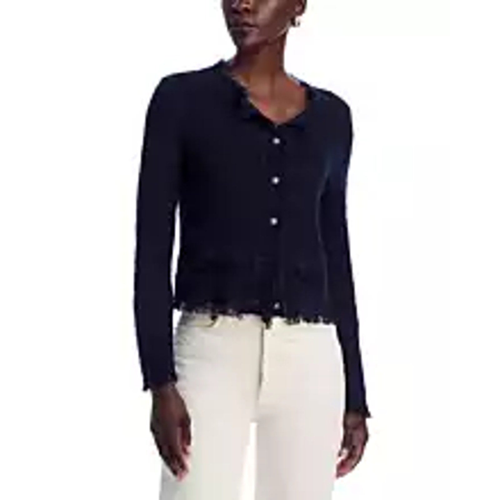 Kobi Halperin 'Taza' Blue Linen Crewneck Cardigan Sweater Size L - NWT