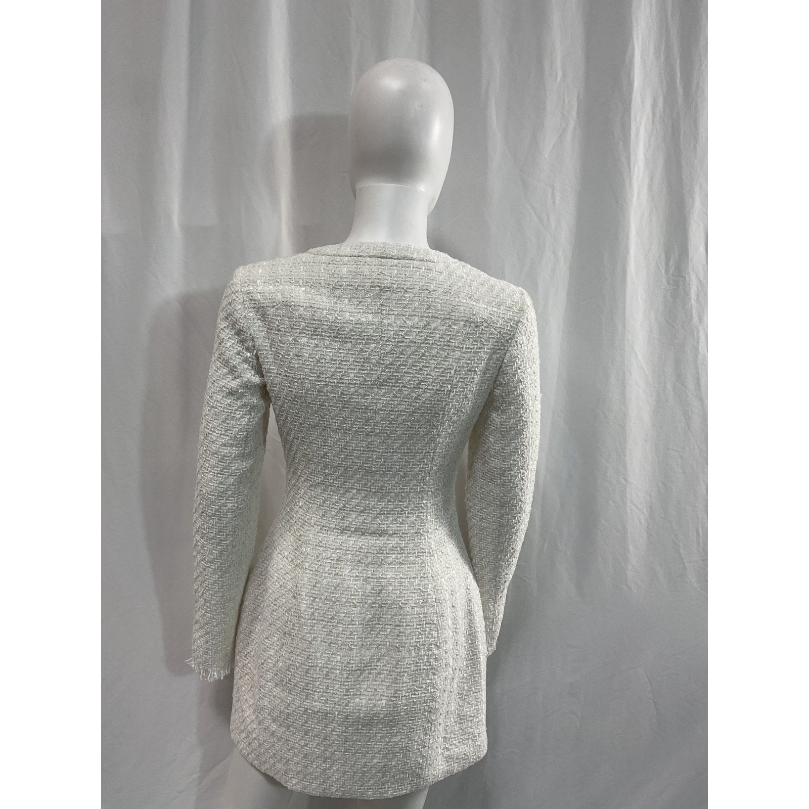 Sau Lee 'Audrey' White Tweed Dress Size 4