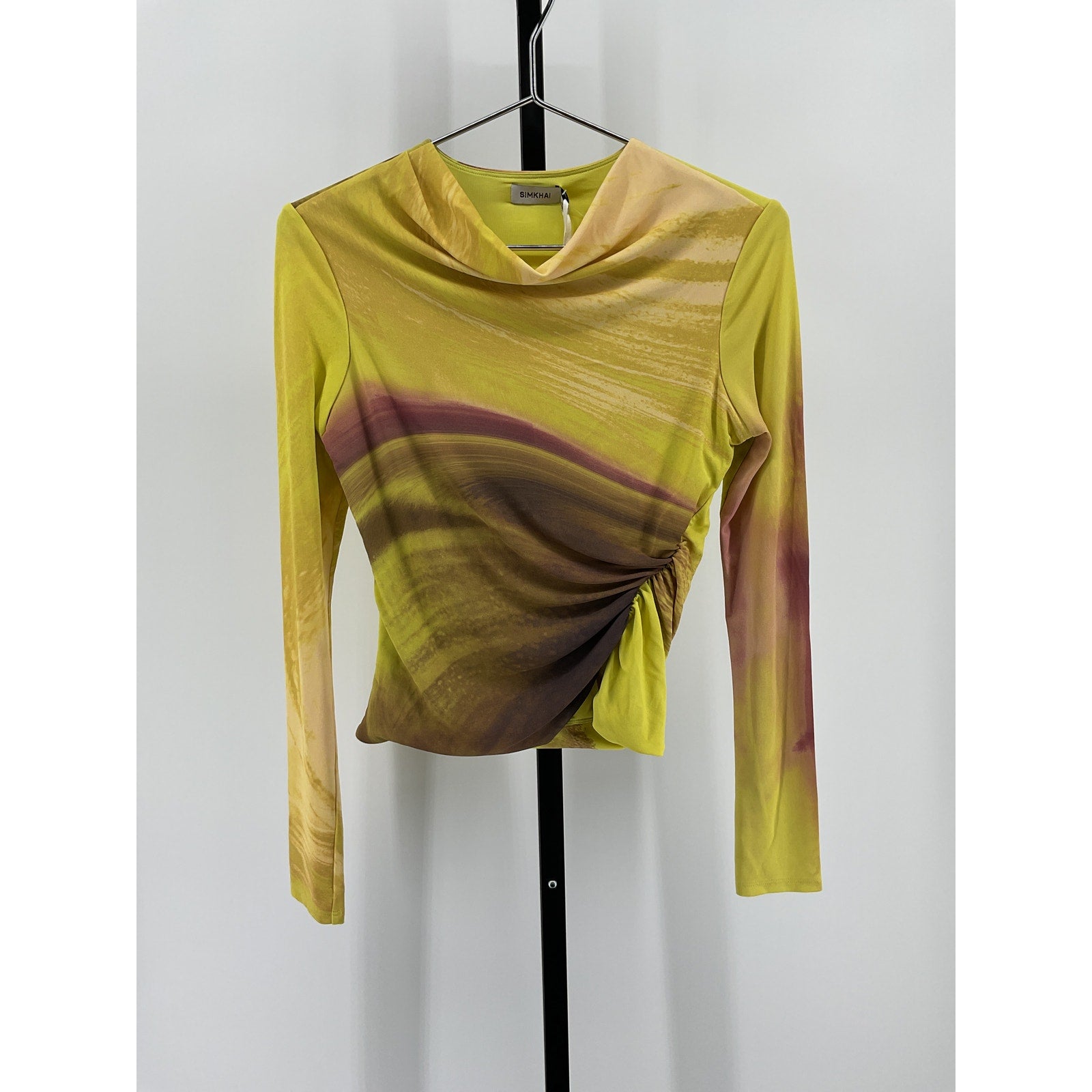 Simkhai 'Shane' Yellow Rayon Top Size XS