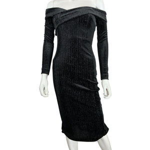Michael Costello Elegant Black Hana Midi Dress Size XS NWT