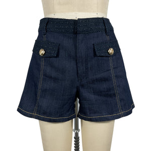 Cinq à Sept Braided Navy Indigo Gaelle Shorts Size 2
