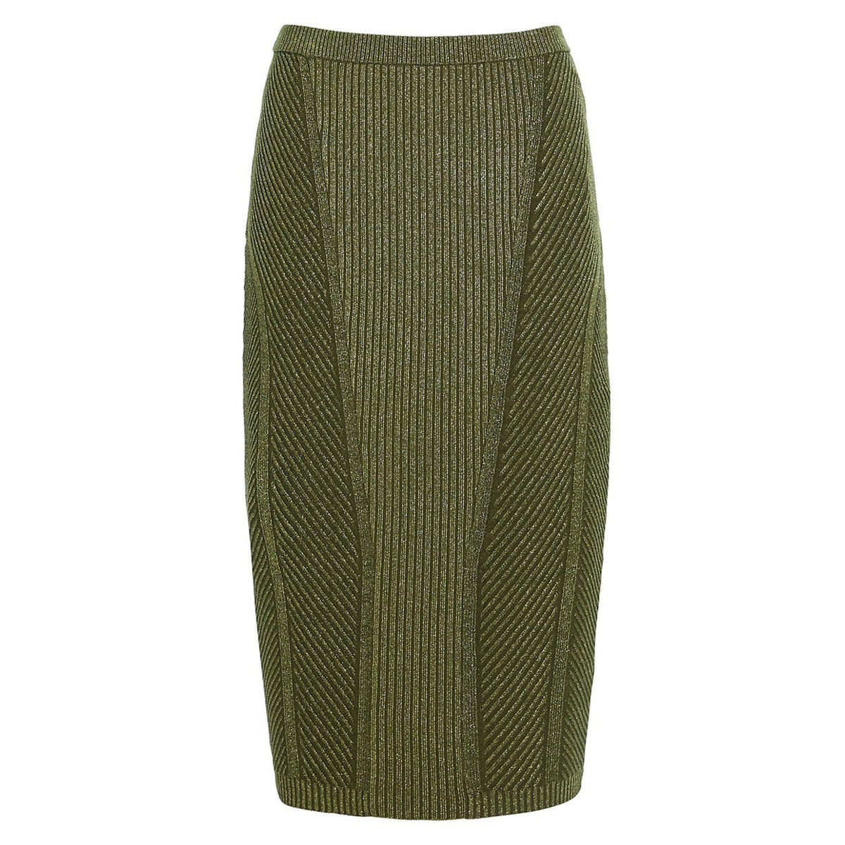 Retrofête Ribbed Metallic Military Green Posie Skirt Size Small
