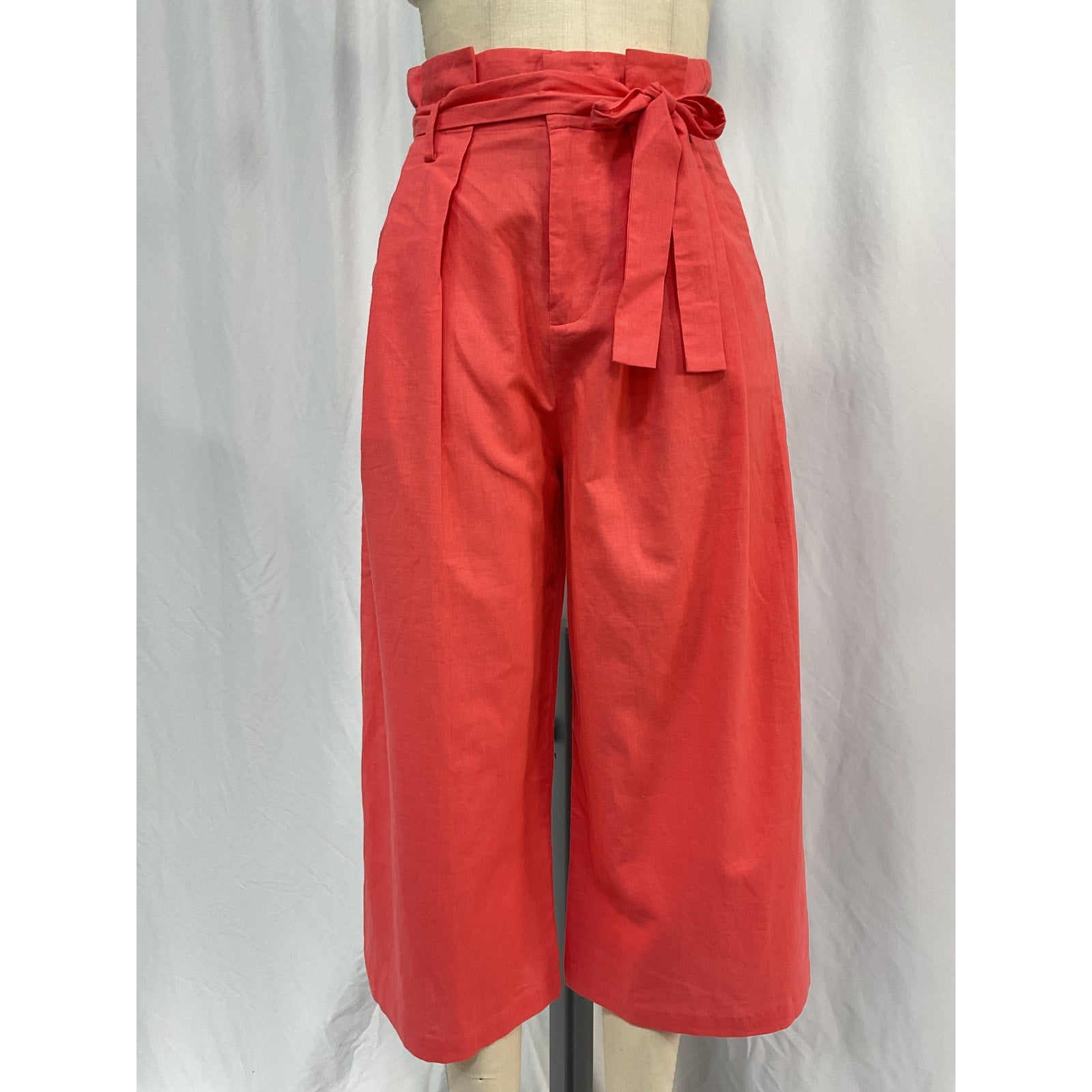 Lpa Wide Leg Paperbag Red Cotton Pant Size S