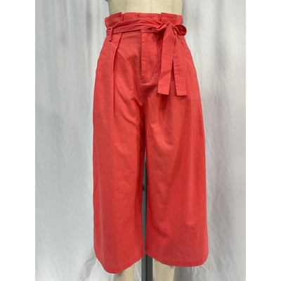 Lpa Wide Leg Paperbag Red Cotton Pant Size S