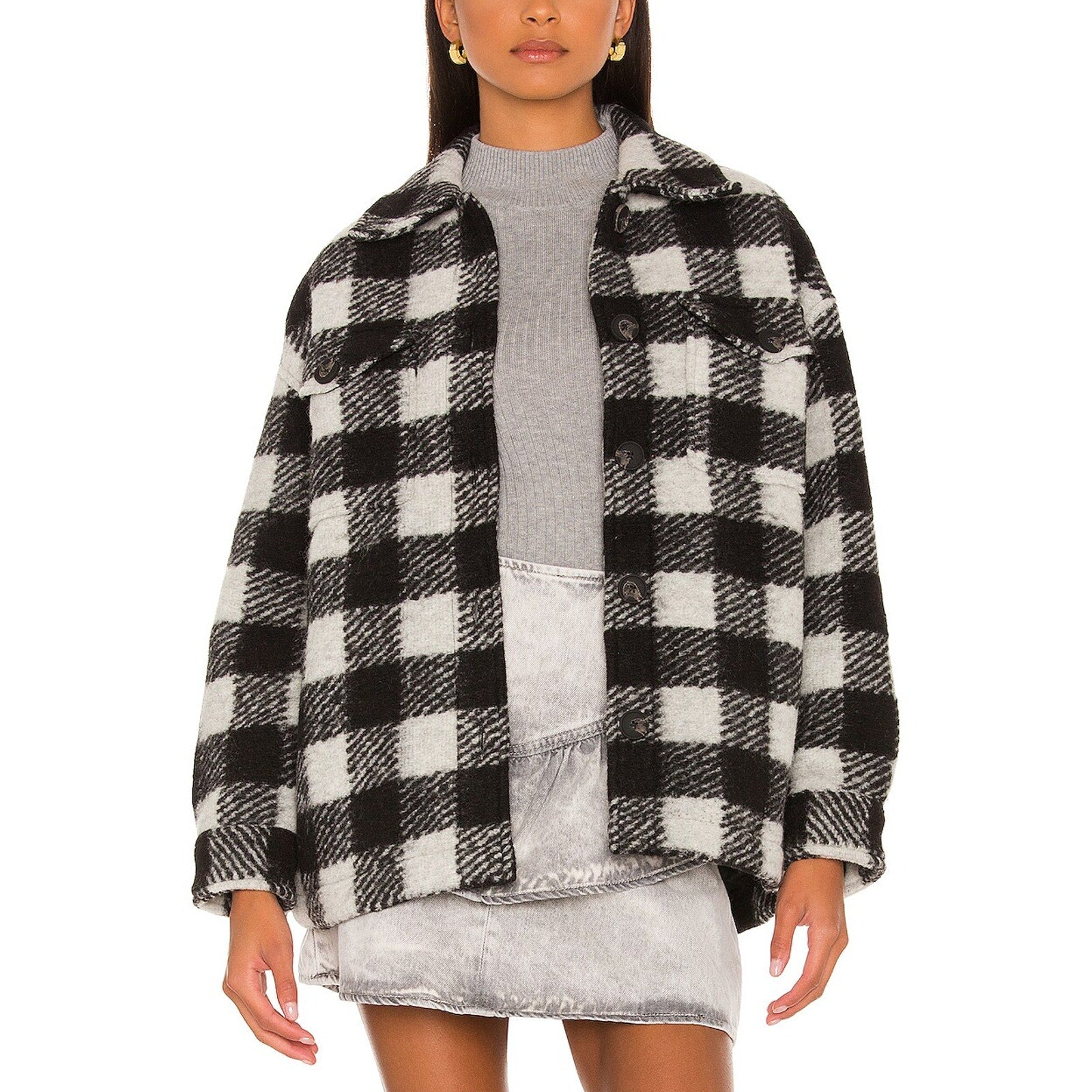 Allsaints 'Fenix' Black Wool Check Jacket Size 4