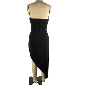 David Koma Embellished Black Flower Net Midi Dress Size UK 8 / 4 US NWT