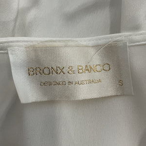 Bronx And Banco Silky White Front Tie Blouse Size S NWT