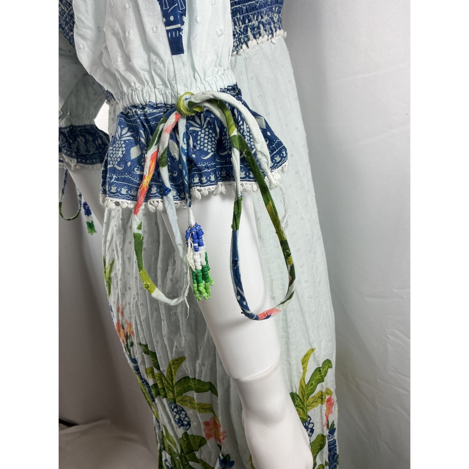 Farm Rio 'Vase' White Cotton Forest Maxi Dress Size M