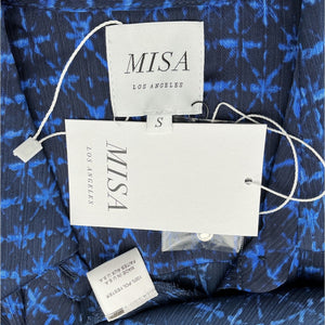 Misa Los Angeles Printed Blue Tie-Waist Midi Dress Size S