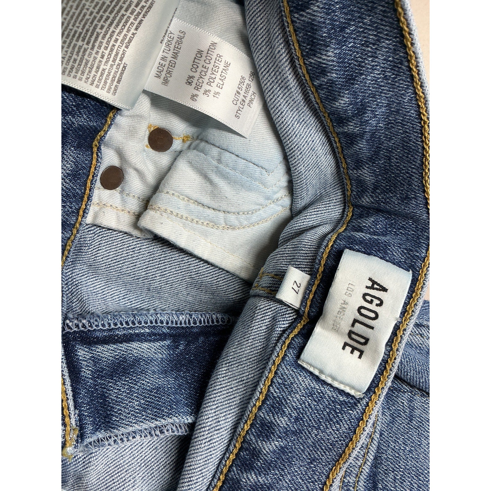 Agolde Pinch Waist Blue Ultra High Rise Skinny Denim Jean Size 27
