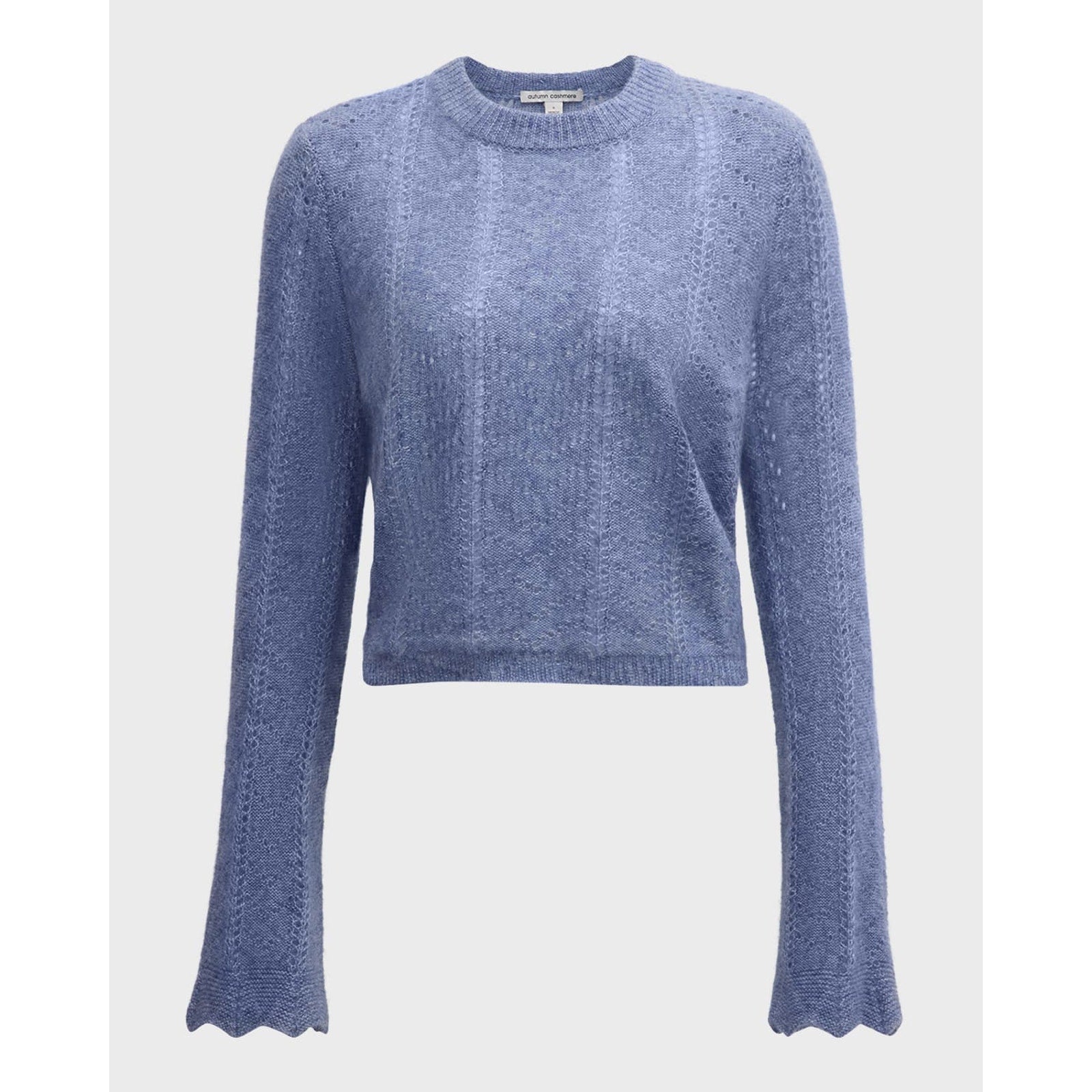 Autumn Cashmere 'Bell' Blue Sleeve Pointelle Crew Size XS
