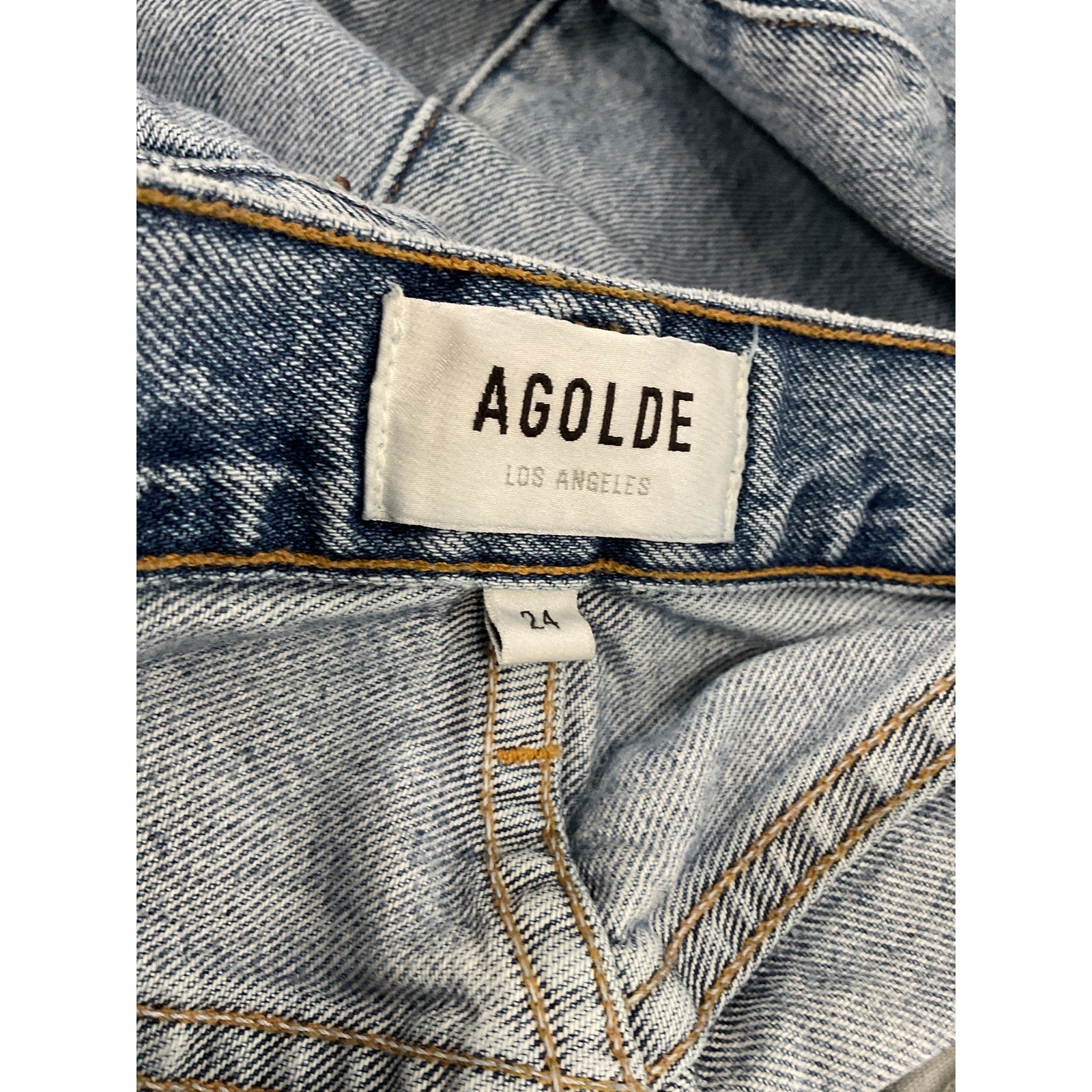 Agolde 'Cleo' Blue Pieced Wide Leg Denim Jean Size 24