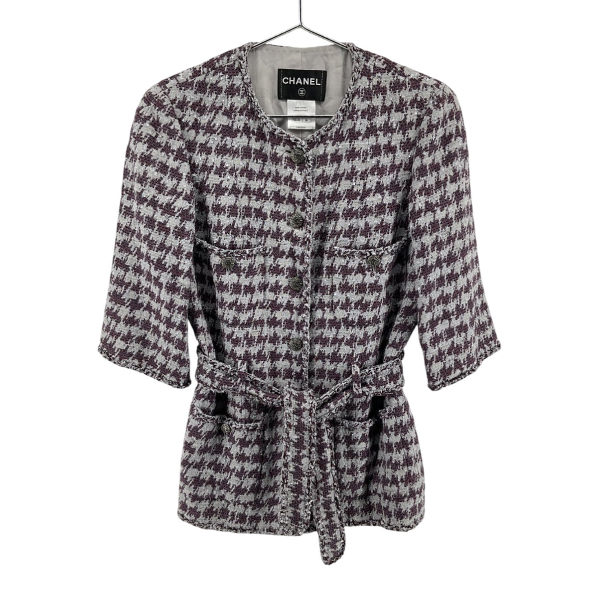 Chanel Tweed Pattern Gray Jacket Size FR 38 / US 6